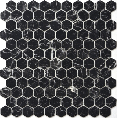 Hex Nero Marquina Matt Mosaic tiles — Uptiles Brisbane