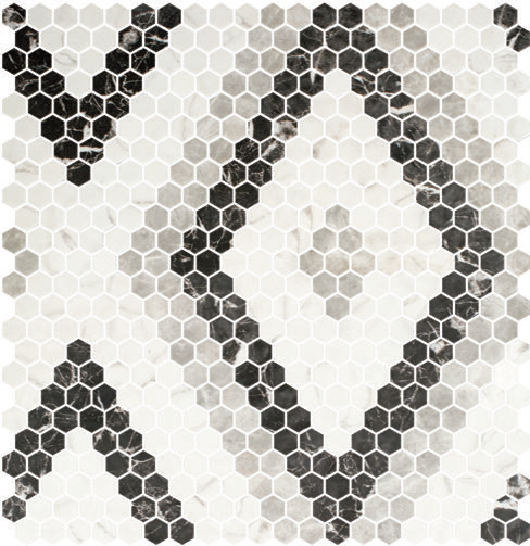 Hex Nero Marquina Matt Mosaic — view 2 — Uptiles Brisbane