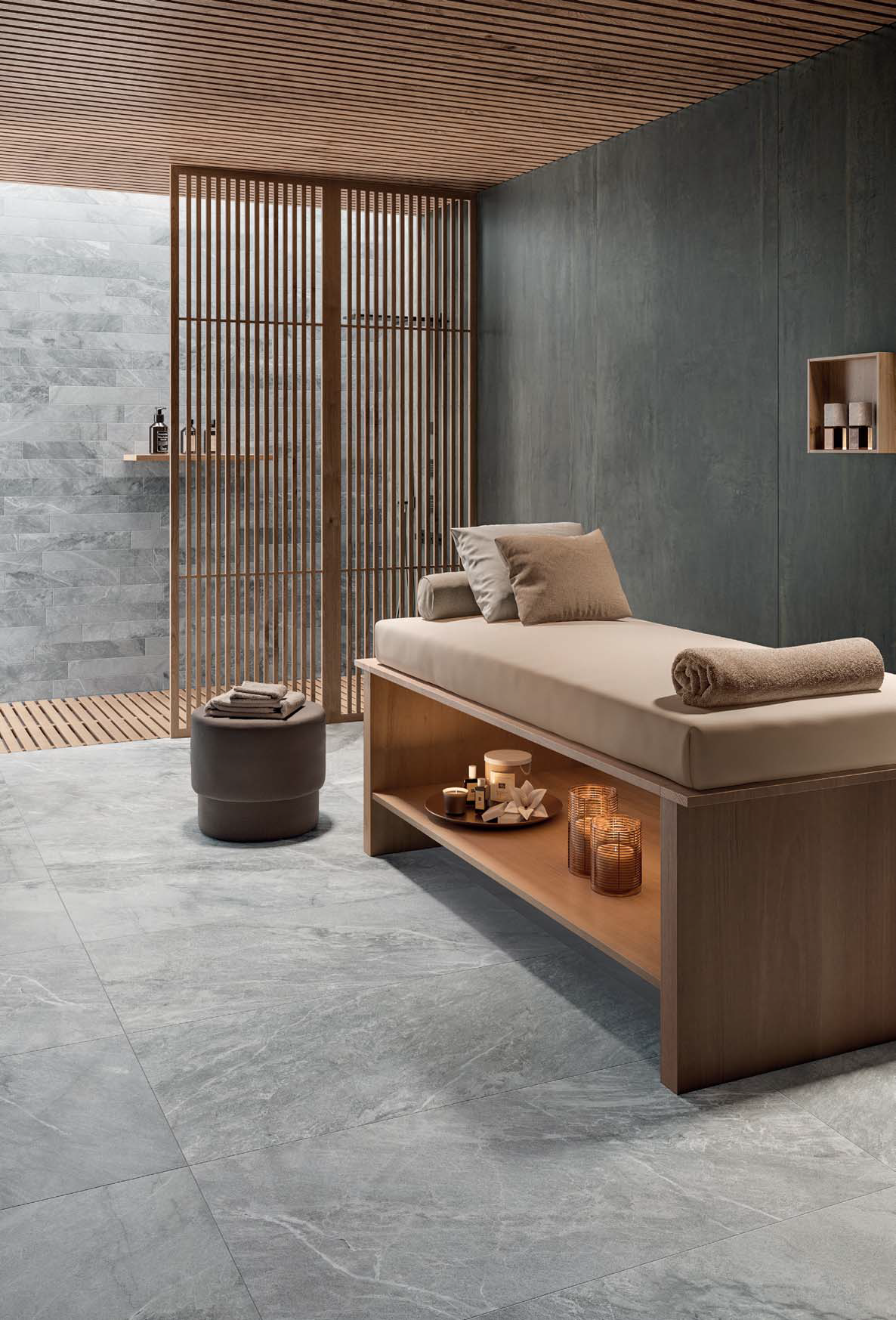Stone look tiles grey savoy by Flaviker