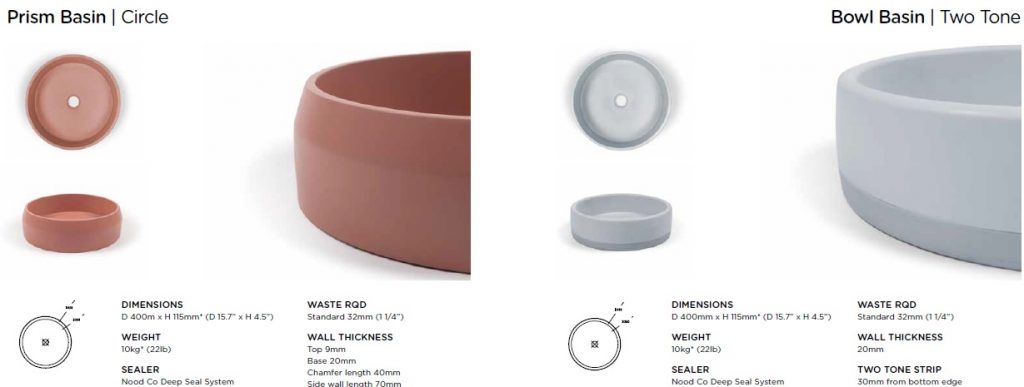 CIRCLE CONCRETE BASINS BY NOOD CO