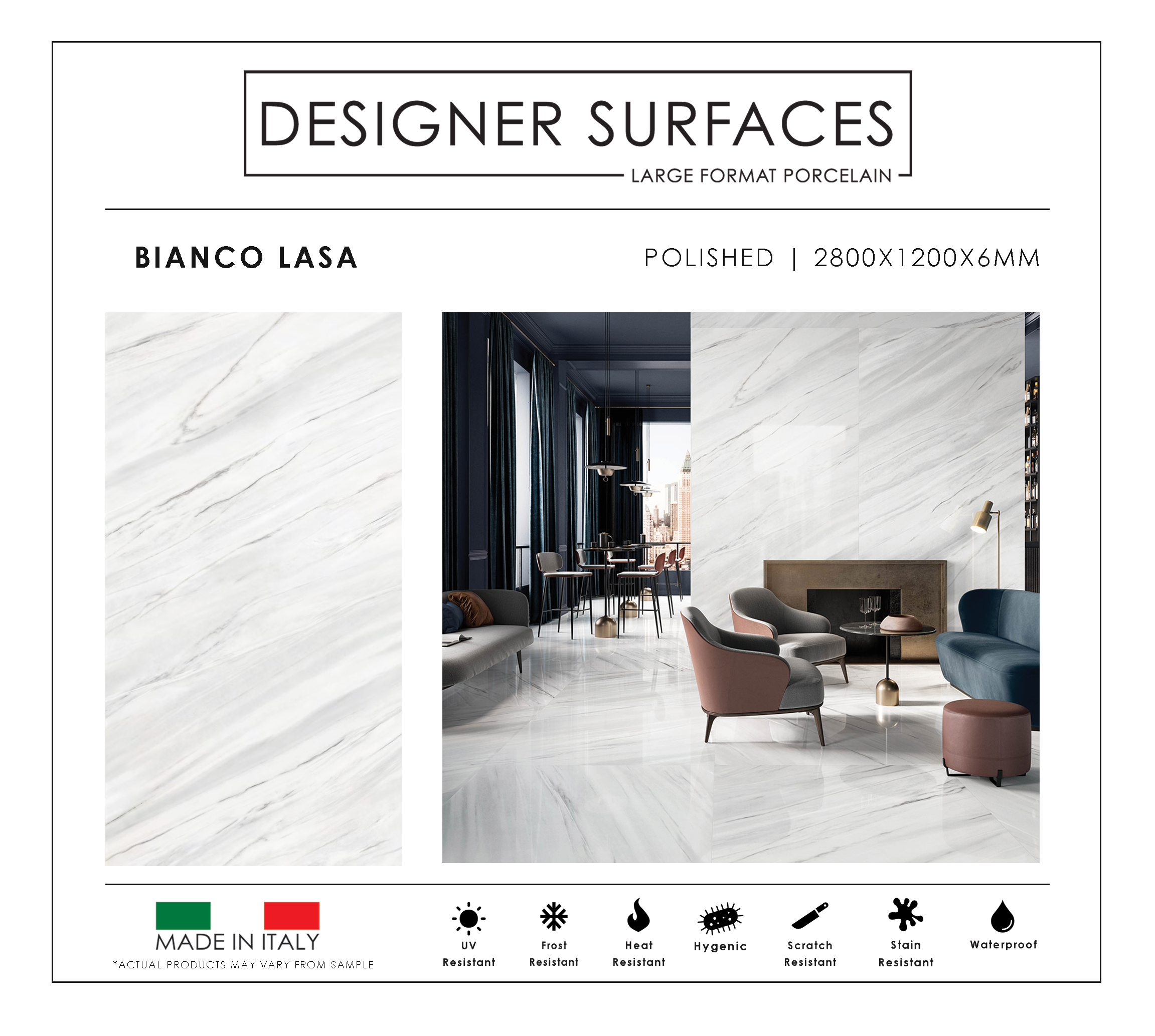 UPTILES - BIANCO LASA DESIGNER SURFACES SLABS