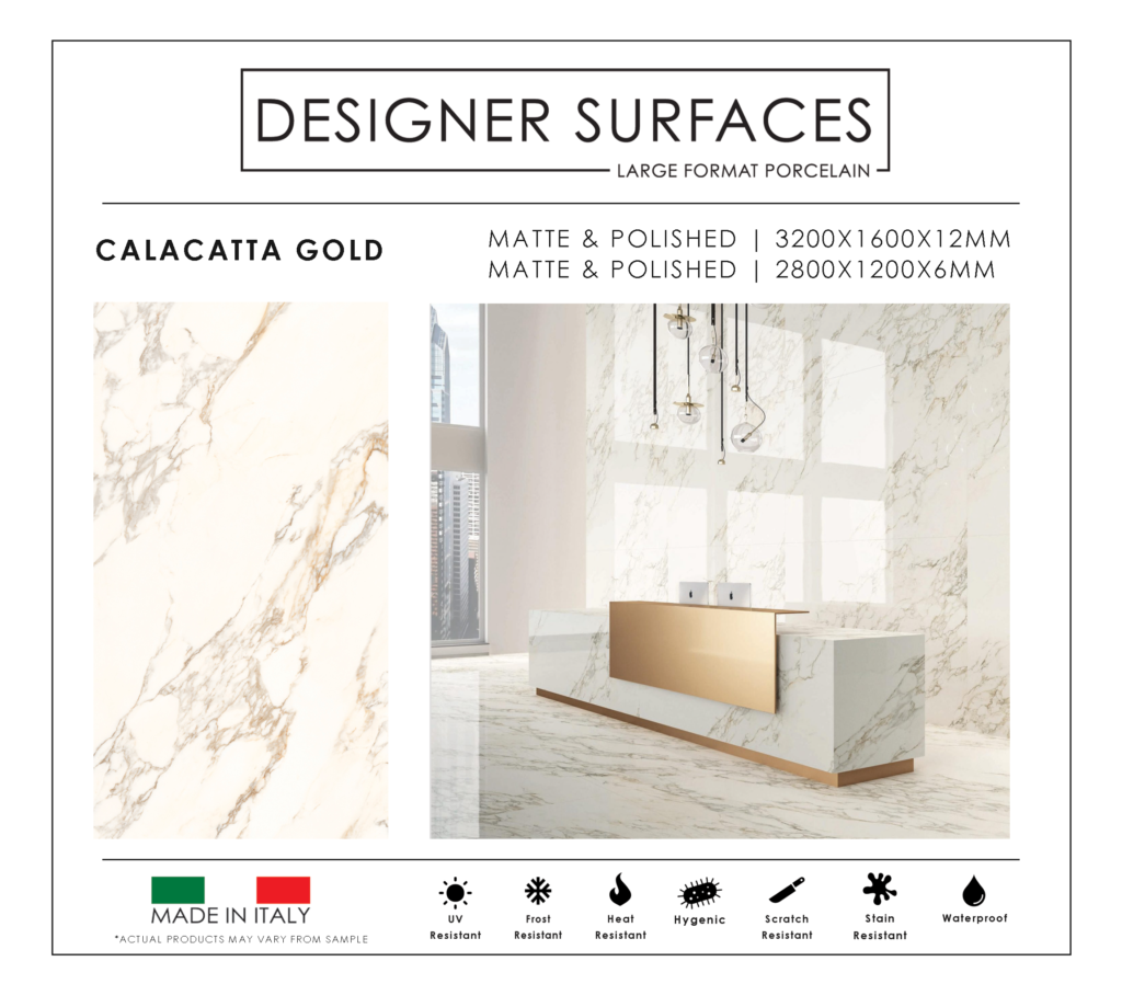 UPTILES - CALACATTA GOLD SLABS BY DESIGNER SURFACES