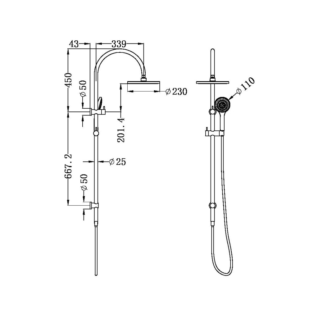 UPTILES - MECCA TWIN SHOWERS WITH AIR SHOWER BY NERO