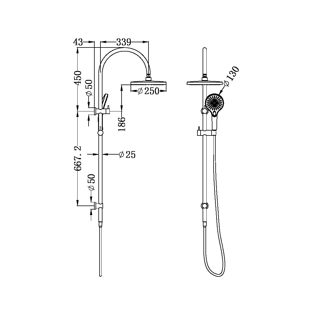 UPTILES - MECCA TWIN SHOWERS WITH AIR SHOWER BY NERO