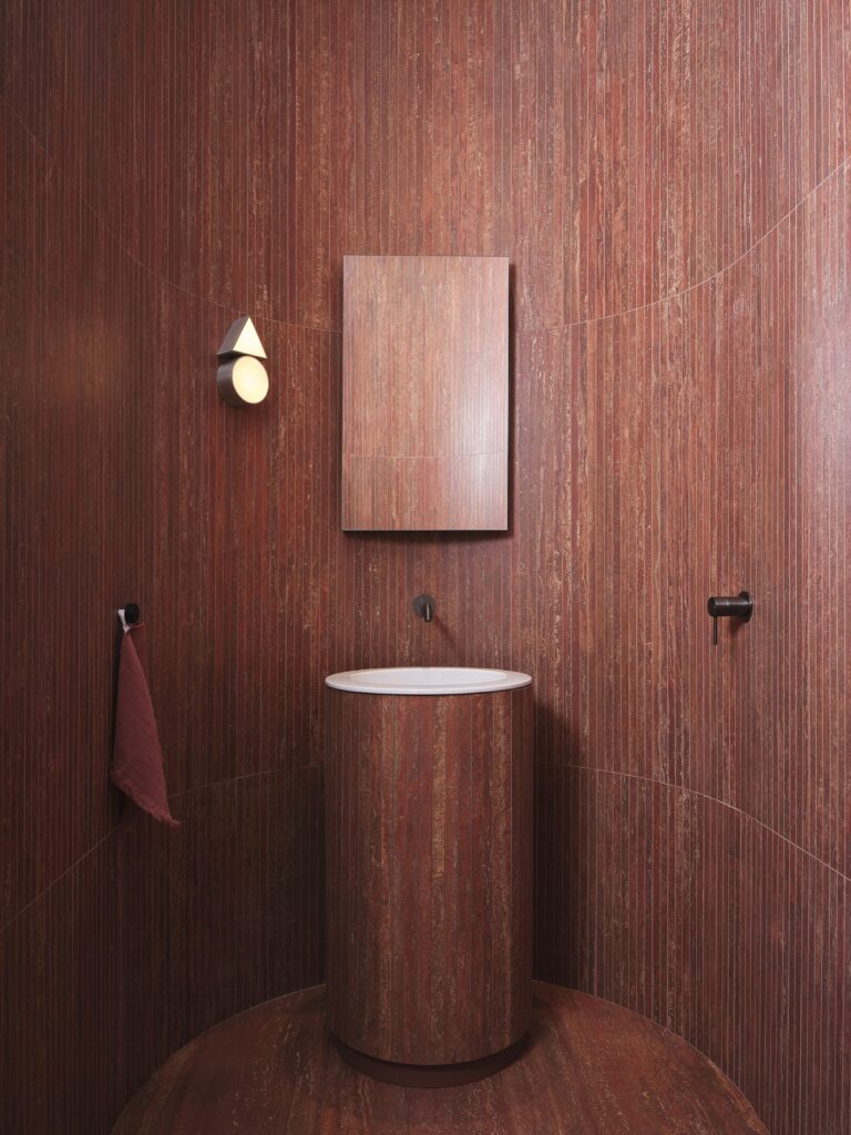 Travertini Rosso Vein Cut — view 4 — Uptiles Brisbane