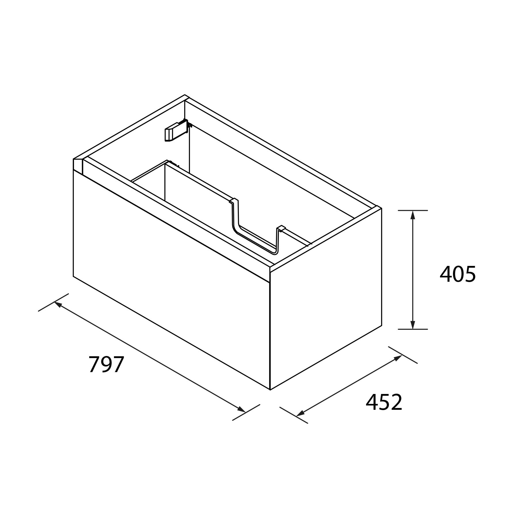 MARA 800 1 soft-close drawer — view 3 — Uptiles Brisbane