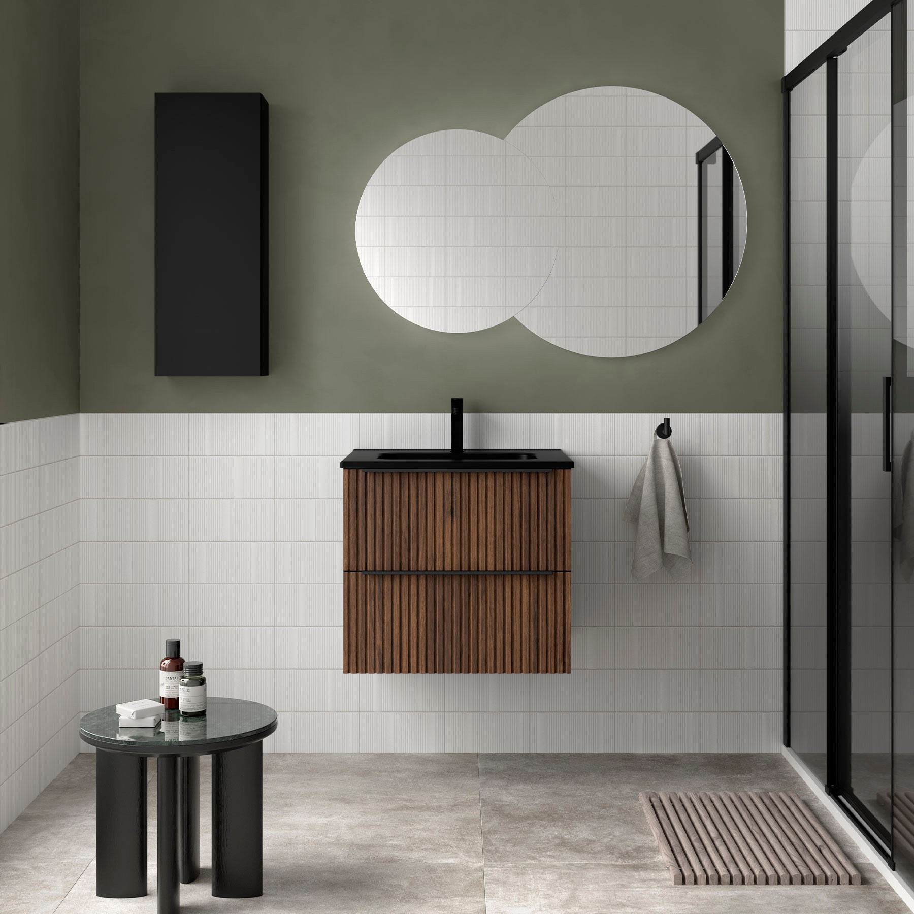 Biba 2 Drawer Walnut Maya tiles — Uptiles Brisbane