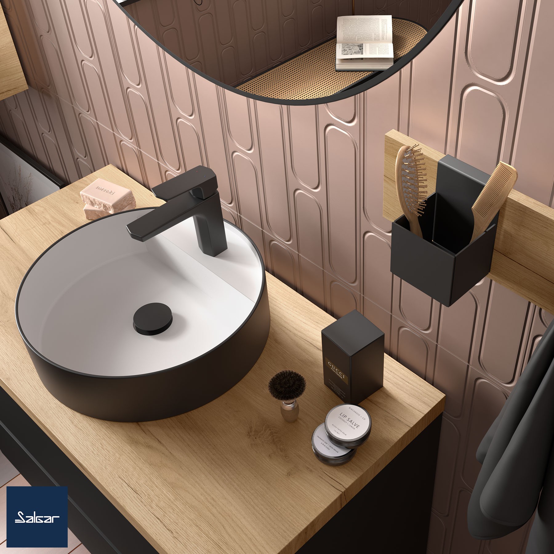 Bica Basin Matt Black + White By Salgar — view 2 — Uptiles Brisbane