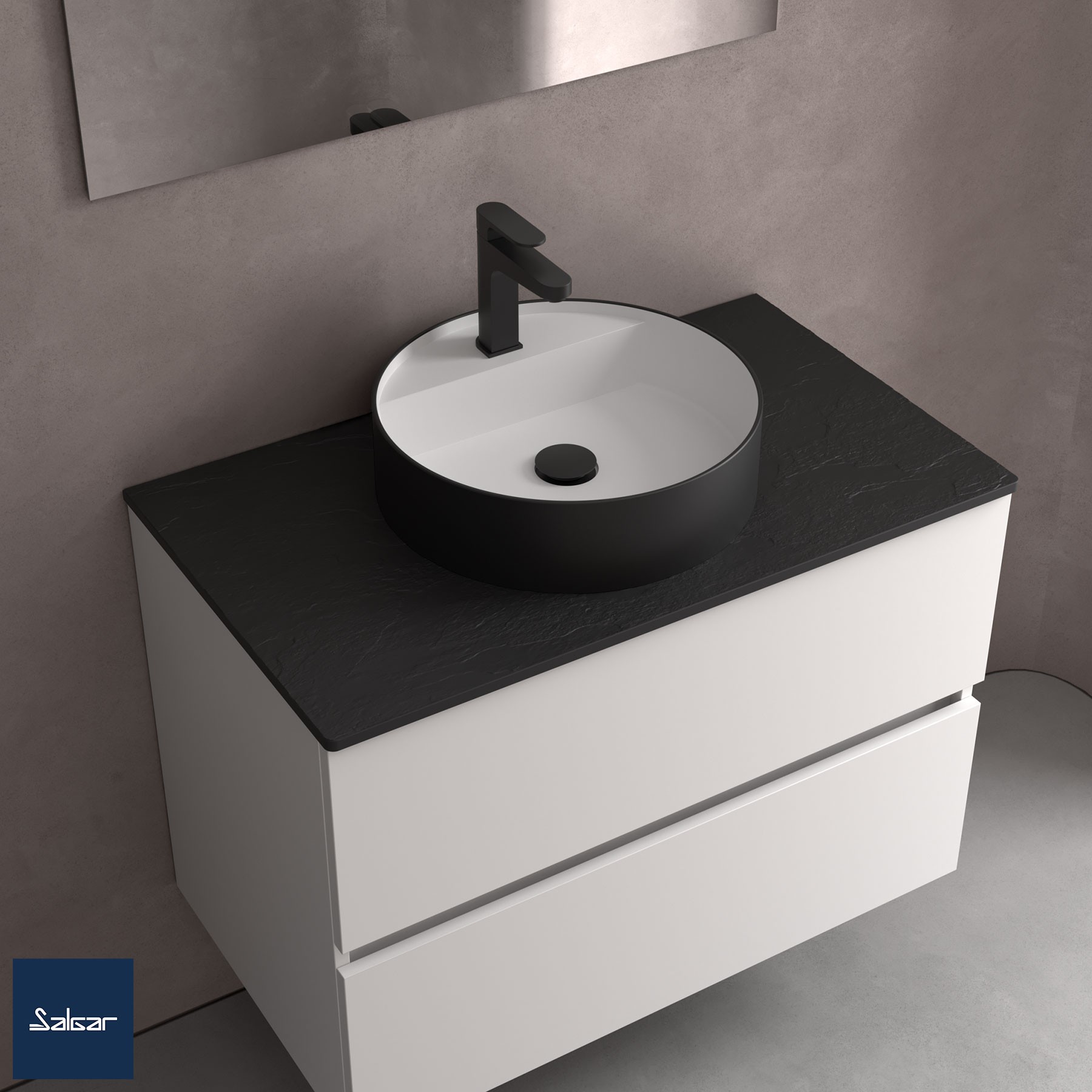 Bica Basin Matt Black + White By Salgar — view 3 — Uptiles Brisbane
