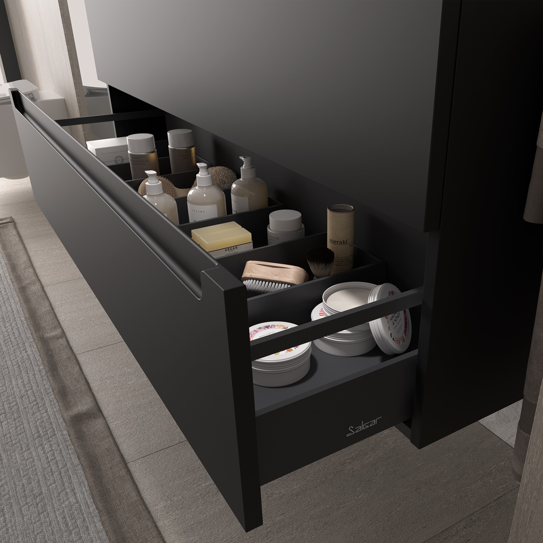 Monterrey 2 Drawer Black By Salgar — view 2 — Uptiles Brisbane